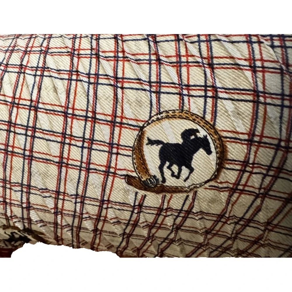 VTG Gim Renoir Scarf Red White Equestrian Accordion Plisse 52x6 Italy bandana